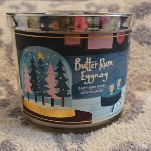 Bath & Body Works Butter Rum Eggnog 3 Wick Candle- New